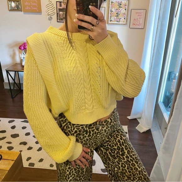 Industry Republic Butter Yellow Cable Knit Sweater - Picture 1 of 11